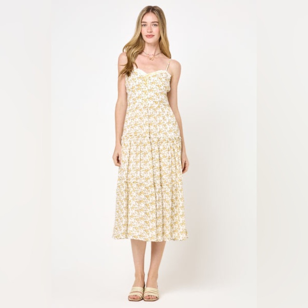Trixxi Yellow Floral Midi Dress (S)